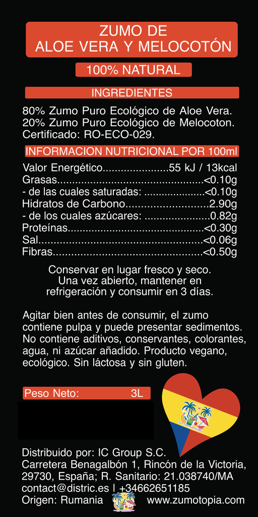 Aloe Vera and Peach Juice 3L BIO