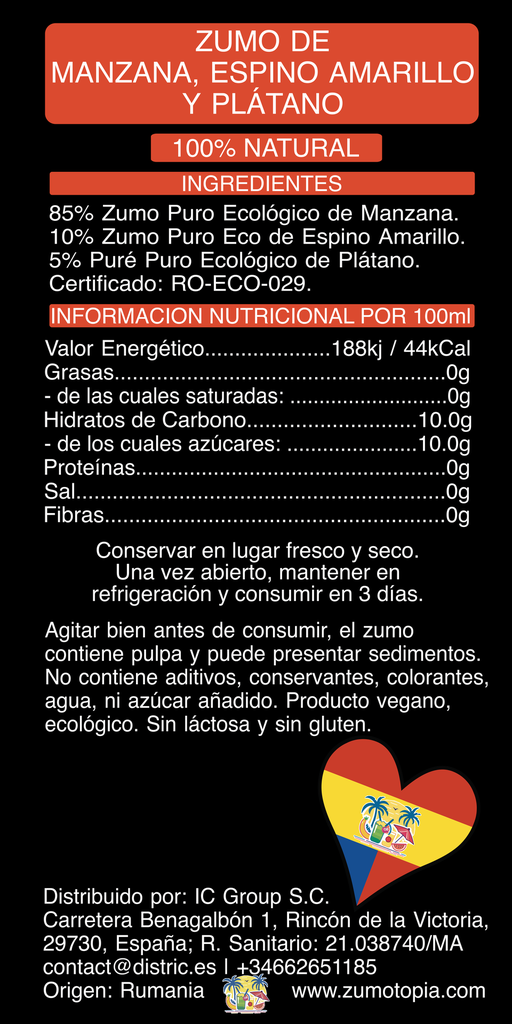 Apple, Sea Buckthorn and Banana juice 3L BIO